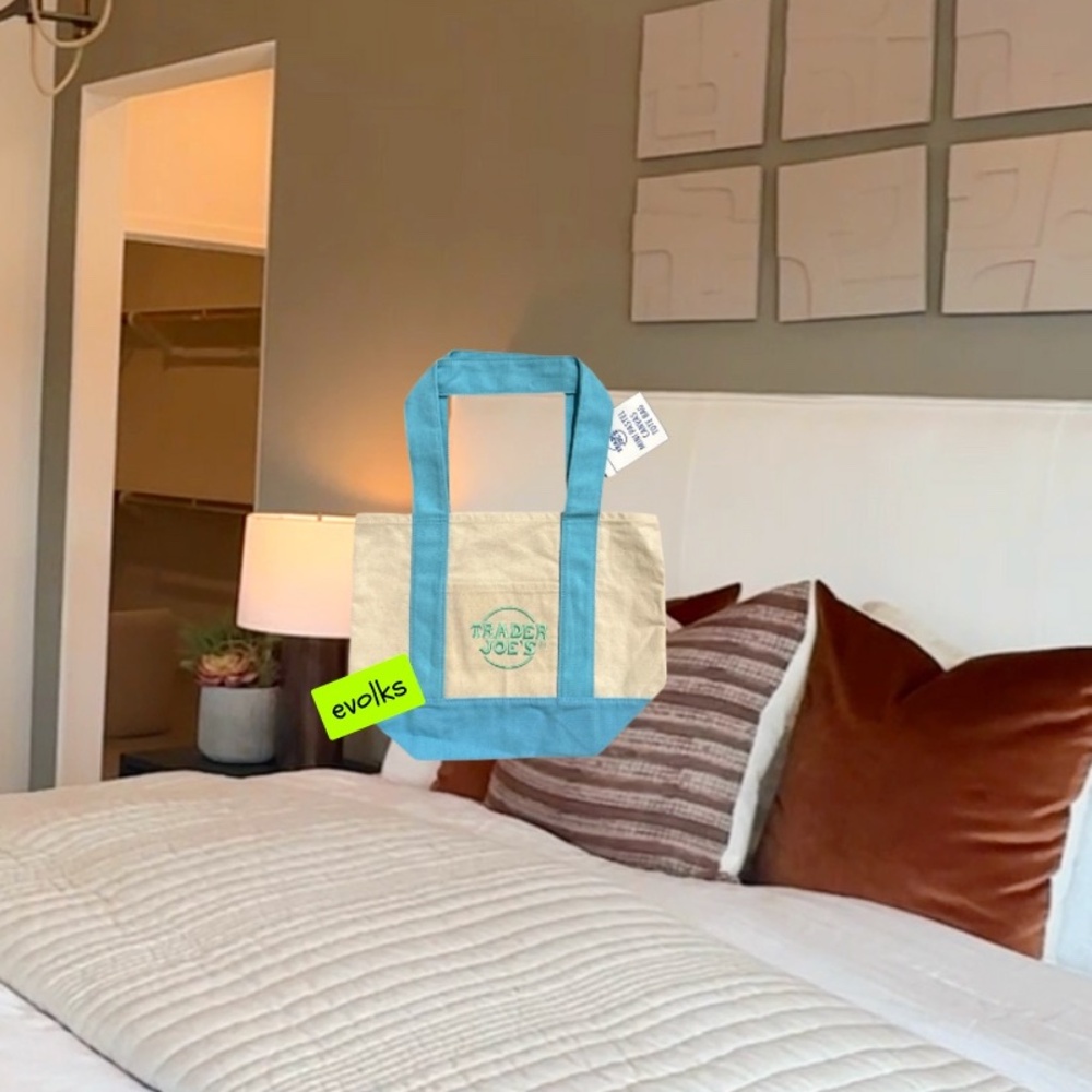 New Trader Joe's Mini Canvas Tote Bag in Baby Blue